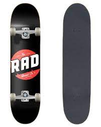 RAD COMPLETE SKATEBOARD PROGRESSIVE - LOGO CLASSIC BLACK 8"